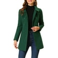 thumbnail image 5 of Unique Bargains Women's Peter Pan Collar Double Breasted Winter Trench Coat S Dark Green, 5 of 7