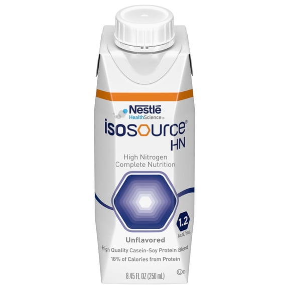 Nestle Isosource HN Tube Feeding Formula, Unflavored, 8.45-oz Carton, 1 Count, 24 Packs, 24 Total