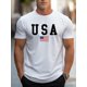 thumbnail image 1 of Men'S Casual Crew Neck T-Shirt with USA Flag Print, 95% Polyester 5% Elastane, Slight Stretch Knit Fabric, Regular Fit, Summer Wear - Brand Tee For Adult, Men, Women, Teen, Teenager, Adoles, 1 of 7