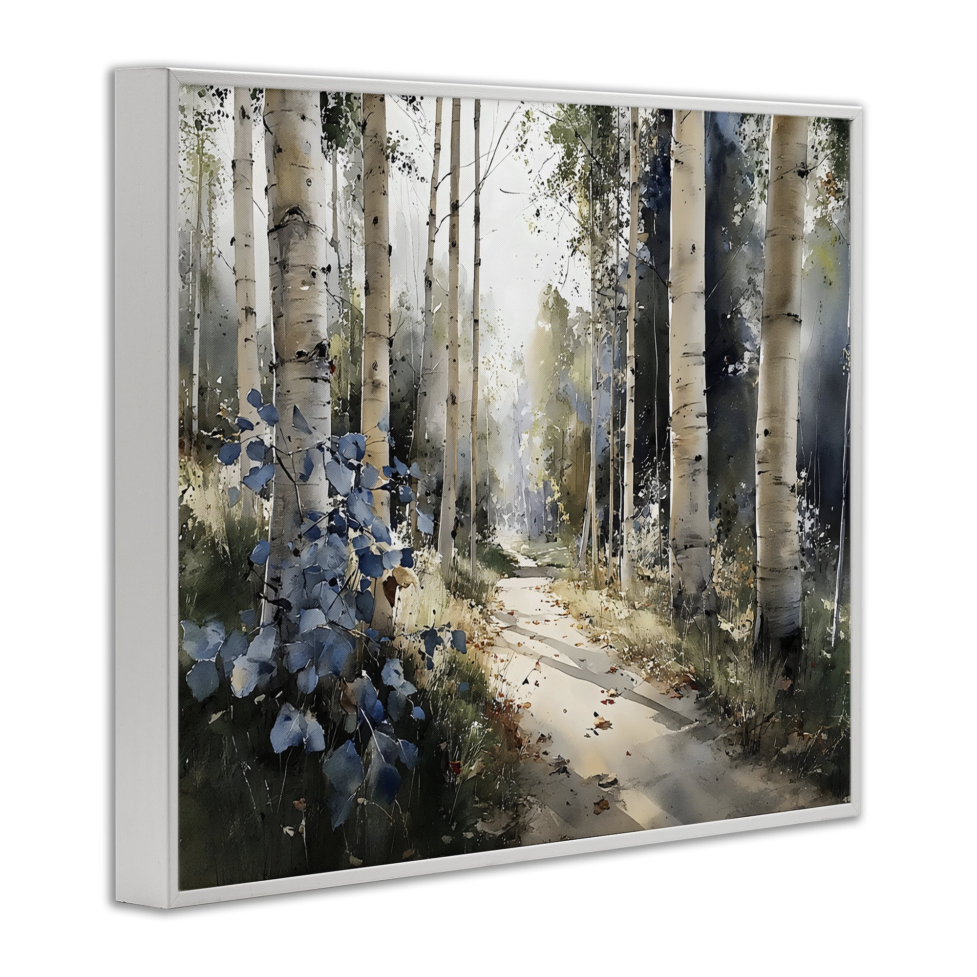 Stupell Industries Blue Birch Sunlit Forest White Framed Giclee Art, design by Franklyn Gregory
