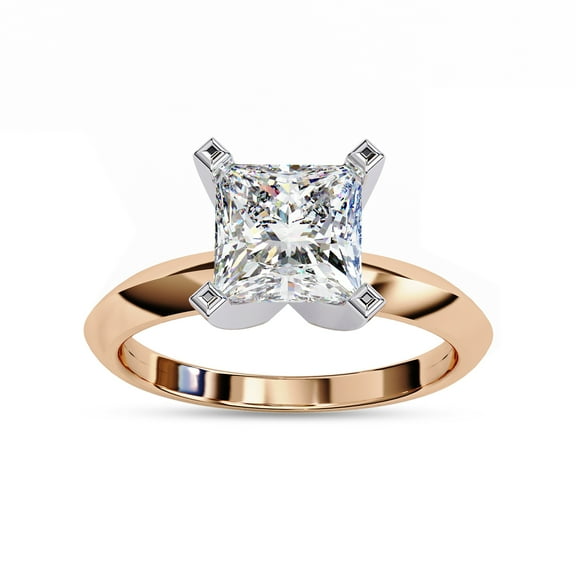 IGI Certified Lab Grown Diamond Ring | 6.5MM Princess Cut 4-Prong Solitaire Engagement Promise Rings For Women In 18k Solid Rose Gold | F-G, VS-SI Quality (1.70 Ctw) Ring Size-8