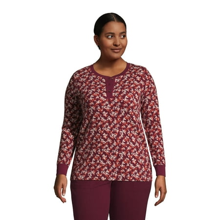 

Lands End Women s Plus Size Waffle Henley Sleep Shirt