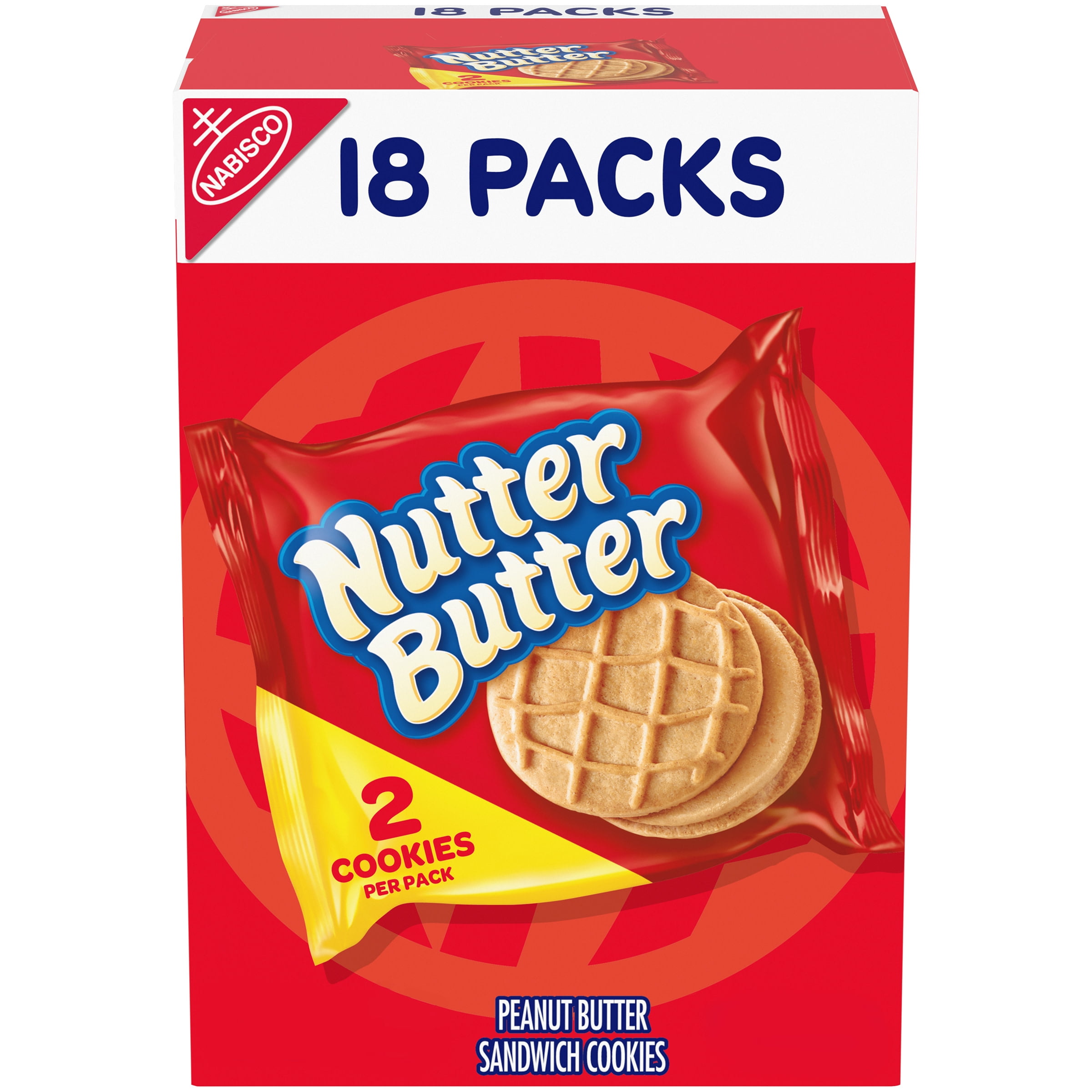 Nutter Butter Peanut Butter Sandwich Cookies, 18 Packs (2 Cookies Per