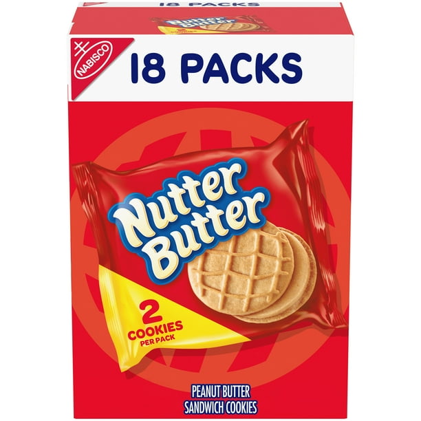 Nutter Butter Peanut Butter Sandwich Cookies, 18 Packs (2 Cookies Per