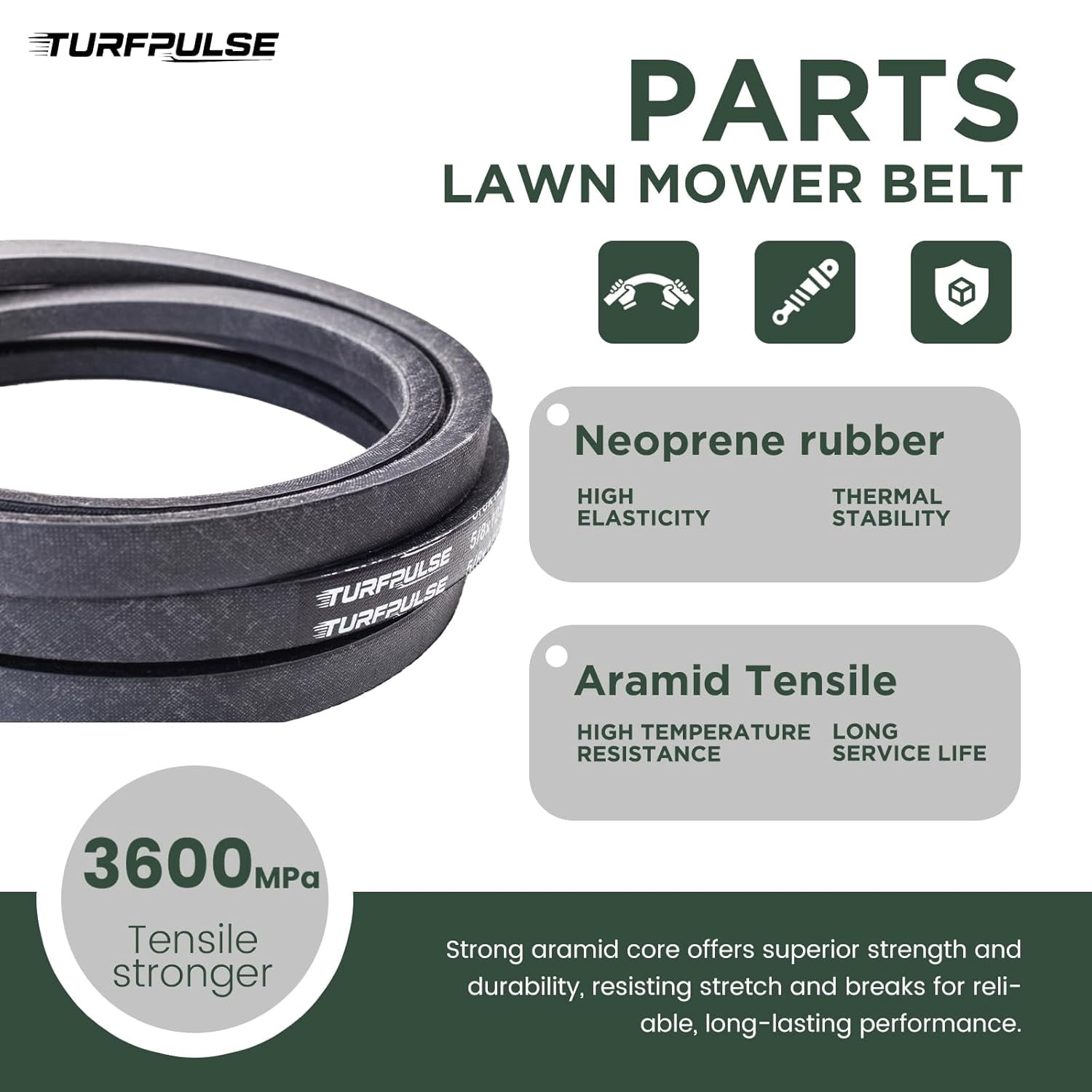 TURFPULSE Lawn Mower Deck Belt Replace 592951801 for Husqvarna Z254F Zero-Turn Mower with 54" Deck Replacement Part Accessories, 0.53 Inch x 152 Inch