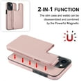 thumbnail image 2 of Detachable Wallet Case for iPhone 15 RFID Blocking Card Slots Holder Premium PU Leather Magnetic Kickstand Shockproof Removable Flip Protective Cover 6.1 inch, Rosegold, 2 of 11