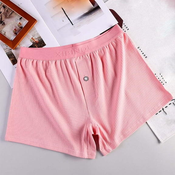 Vetsdori Cotton Underwear for Men Boxer Shorts Pull-On Trendy Elastic Waistband Solid Color Pink Mens Underwear Soft And Comfortable