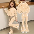 thumbnail image 4 of Grblisyd Girls 2 Piece Outfits Kids Crew Neck Long Sleeve Tops and Elastic Waist Flared Pants Cute Cartoon Print Sweatsuit Clothing Sets, 4 of 7