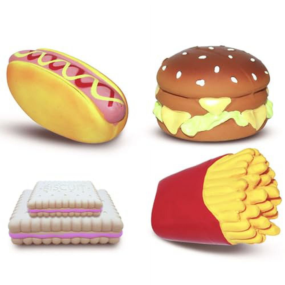 BOSREROY Pet Toy for Teething - Squeaky, Latex, Fun Shapes of Taco & Hamburger Proof Against Bites, Suitable for Puppy Play