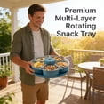 thumbnail image 6 of Divided Spin & Snack Serving Tray, Portable Travel Rotating Multi-Compartment Food Organizer with Lid, Party Platter for Chips, Veggies, Fruits, Dips, Nuts (Blue), 6 of 7