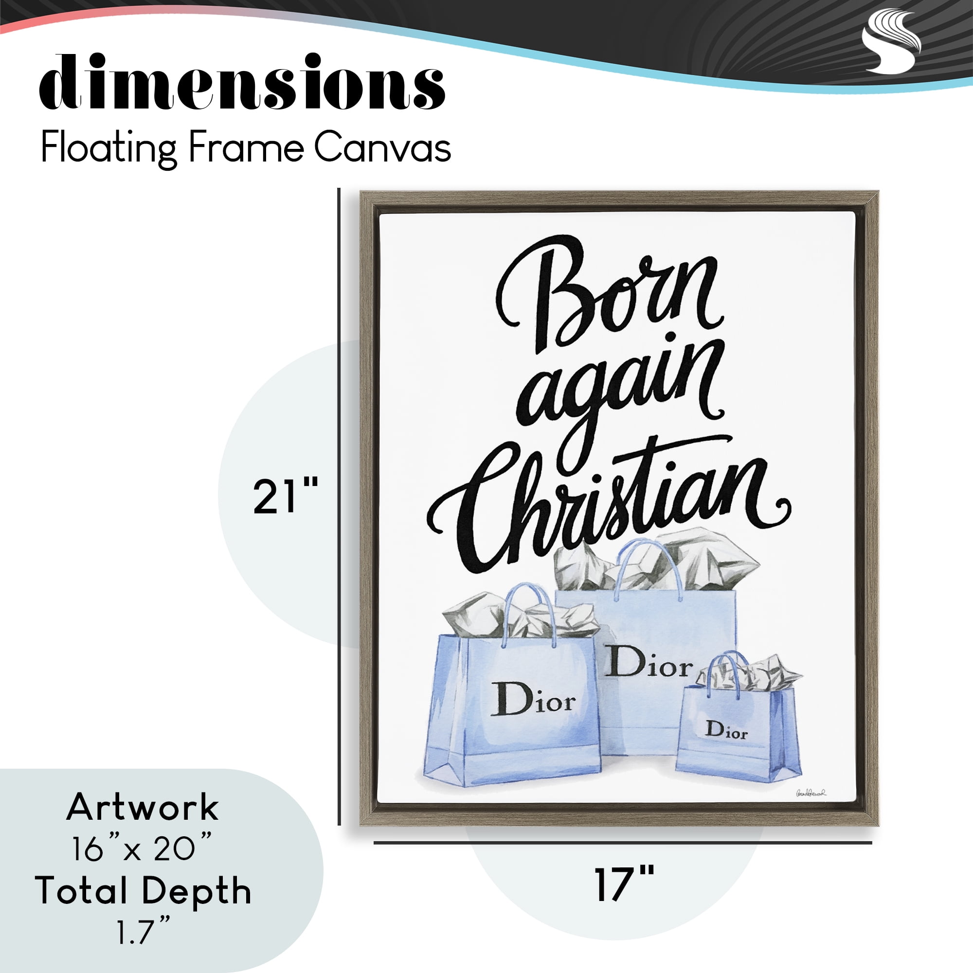 Glam Bags Born Again Christian Brown Framed Floater Canvas Wall Art, design by Amanda Greenwood