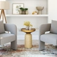 thumbnail image 3 of Cendre Side Table Gold & Beige End Table, Modern Style, Electroplated Iron round shape tabletop, Iron, Indoor Living, 3 of 9