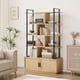 thumbnail image 4 of Qinaqin 71.1 Inch Alto Industrial Rattan Bookshelf 5 Estante de Profundidadsign con Almacenamiento Puerta y Abierto cm Profundidadisplay Shelves Metálico Frame para Living Sala de, 4 of 7