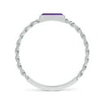 thumbnail image 2 of ANGARA Natural Bezel-Set Baguette Amethyst Solitaire Curb Link Ring in 14K White Gold for Women (Size-6x2mm) | February Birthstone, Anniversary, Jewelry Gift for Women | Natural Amethyst Ring, 2 of 8
