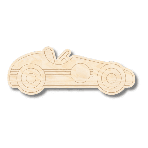 Unfinished Wood Etched Race Car Shape 14" / 1/4"