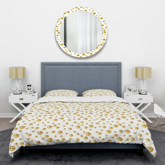 Designart 'Golden Circular Pattern II' Mid-Century Modern Duvet Cover Set