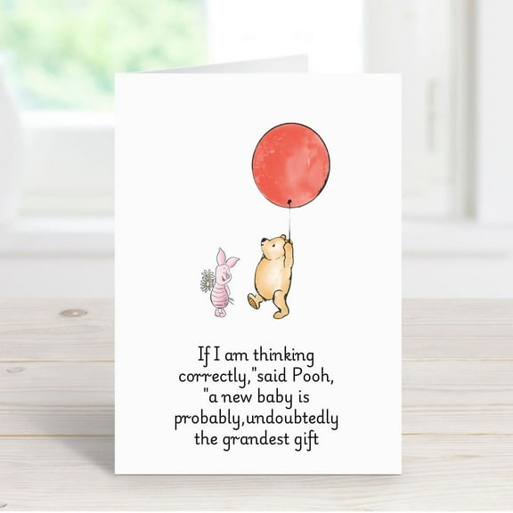 Winnie the Pooh New Baby Congratulations Card - Adorable Design with Heartfelt Quote - Perfect for Expecting Parents, Baby Showers, or Newborn Gifts