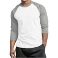 thumbnail image 2 of Kalauyu 3/4 Length Sleeve Shirts for Men Crew Neck Casual Loose Tunic Tops Color Block Daily Fashion Tees, 2 of 5