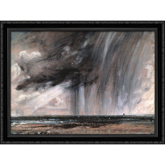 Seascape Study with Rain Cloud 36x28 Large Black Ornate Wood Framed Canvas Art by John Constable
