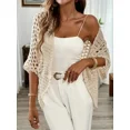 thumbnail image 2 of Elegant Women's Crochet Cardigan - Lightweight Open-Front Knit Sweater with Eyelet Design, Perfect for Spring/Summer/Fall, Available in White or Black, Seasonal Fashion, 2 of 7