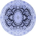 thumbnail image 1 of Ahgly Company Machine Washable Indoor Round Medallion Blue Traditional Area Rugs, 4' Round, 1 of 4