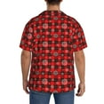 thumbnail image 3 of Lsque Snowflakes On A Buffalo Plaid print Men's Cuban Collar Short Sleeve Shirt Summer Beachwear Casual Button Down Fashionable Vacation Leisure Shirt-Large, 3 of 7