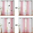 thumbnail image 5 of Junvictex Pink Ombre Crushed Chiffon Sheer Crinkle Curtains for Living Room,Rod Pocket,52"Wx84"L,2 Panels, 5 of 7