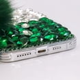 thumbnail image 3 of Compatible with iPhone 15 Pro Max Bling Case Luxury 3D Sparkle Diamond Crystal Rhinestones for Women Girls Glitter Case with Cute Plush Furry Ball Pendant Shockproof Protective Cover, Green, 3 of 14