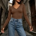 thumbnail image 4 of Auralook Women V‑Neck Long Sleeve Thermal Tops Ladies Base Layer Undershirt for Winter Cold Weather with Thumb Holes, 4 of 9