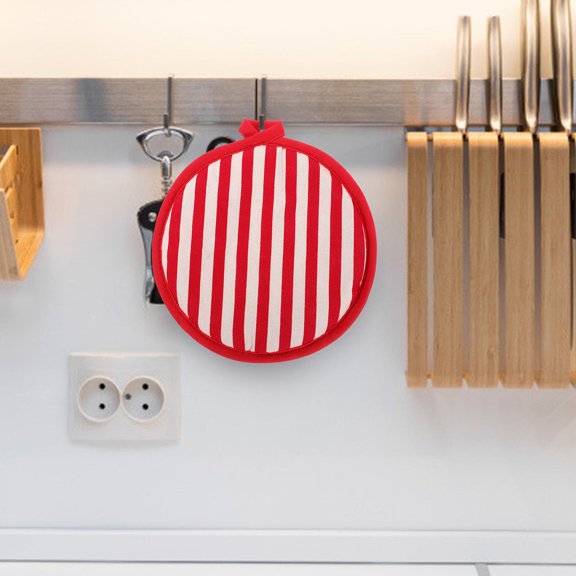 ETEREAUTY Red Cotton Insulated Pot Holder Mat for Kitchen Tabletop Heat and Use