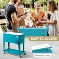 thumbnail image 5 of Ktaxon 80 Qt Rolling Ice Chest Cooler Cart Outdoor Trolley with Storage Shelf, Bottle Opener & Cap Collector for 48 Hour Cold Drinks, Blue-Green, 5 of 8