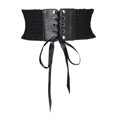 thumbnail image 1 of Corsé de piel sintética con cierre de encaje y correas anchas y elásticas para vestido de novia. Negro B, 1 of 9