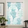 thumbnail image 4 of Teal Grey Coral Coastal Semi Sheer Curtains Drapes for Living Room, Bedroom, French Doors Window 84 Inches Long, Summer Beach Seaside Nautical Rod Pocket Chiffon Curtain Drapery Voile Drape Panel, 4 of 6