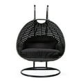 thumbnail image 3 of LeisureMod Mendoza Charcoal Wicker Hanging 2 Person Egg Swing Chair with Stand & Black Cushions, 3 of 9