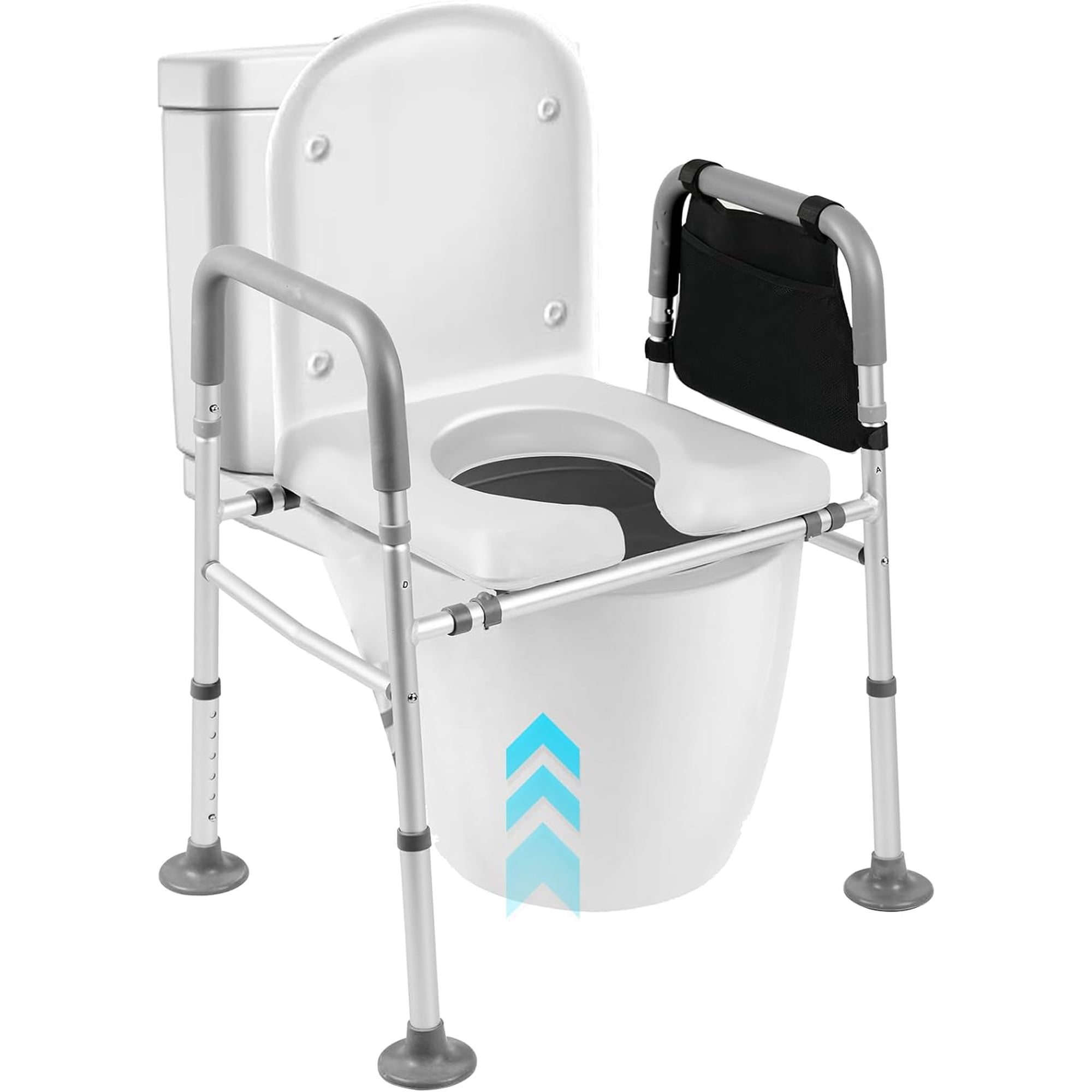 Raised Toilet Seat with Handles, Adjustable Commode Chair for Toilet with Arms, Toilet Seat Risers for Seniors, Shower Commode Chair, 350lb Handicap Toilet Seat