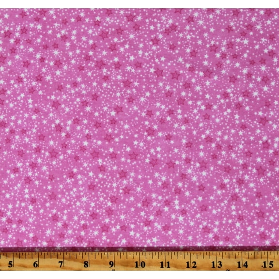 Flannel Stars on Pink Kids Girls Baby Cotton Flannel Fabric Print by the Yard (9831-22)
