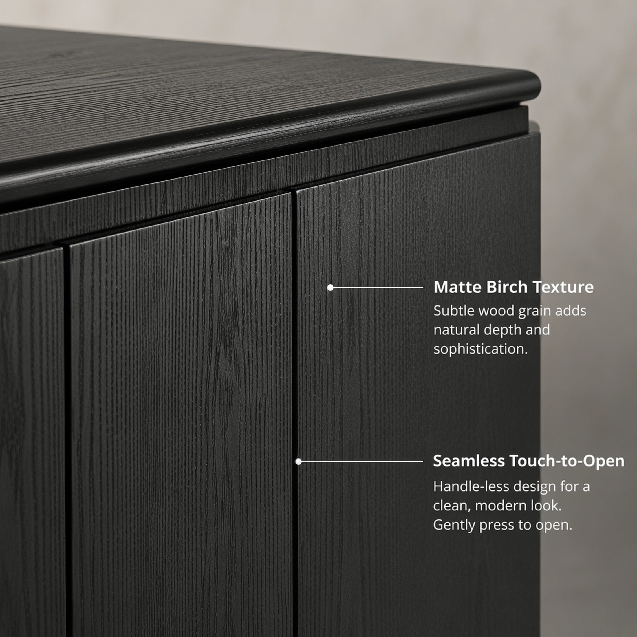 Christopher Knight Home 59" Modern Accent Sideboard with Storage, Rubberwood Legs, 4 Doors, Black