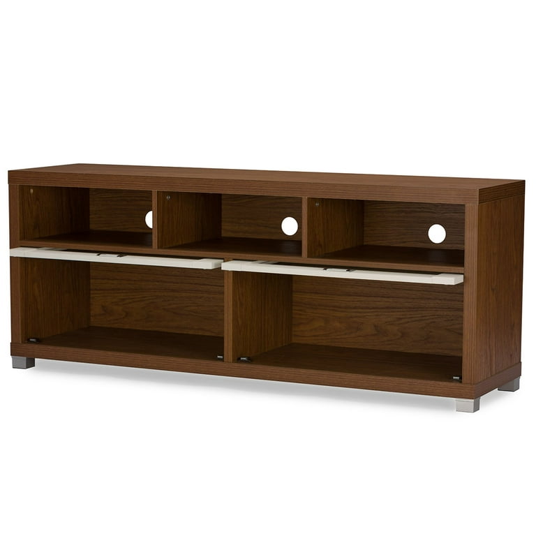 Baxton Studio Swindon Modern Two tone Walnut and White TV Stand