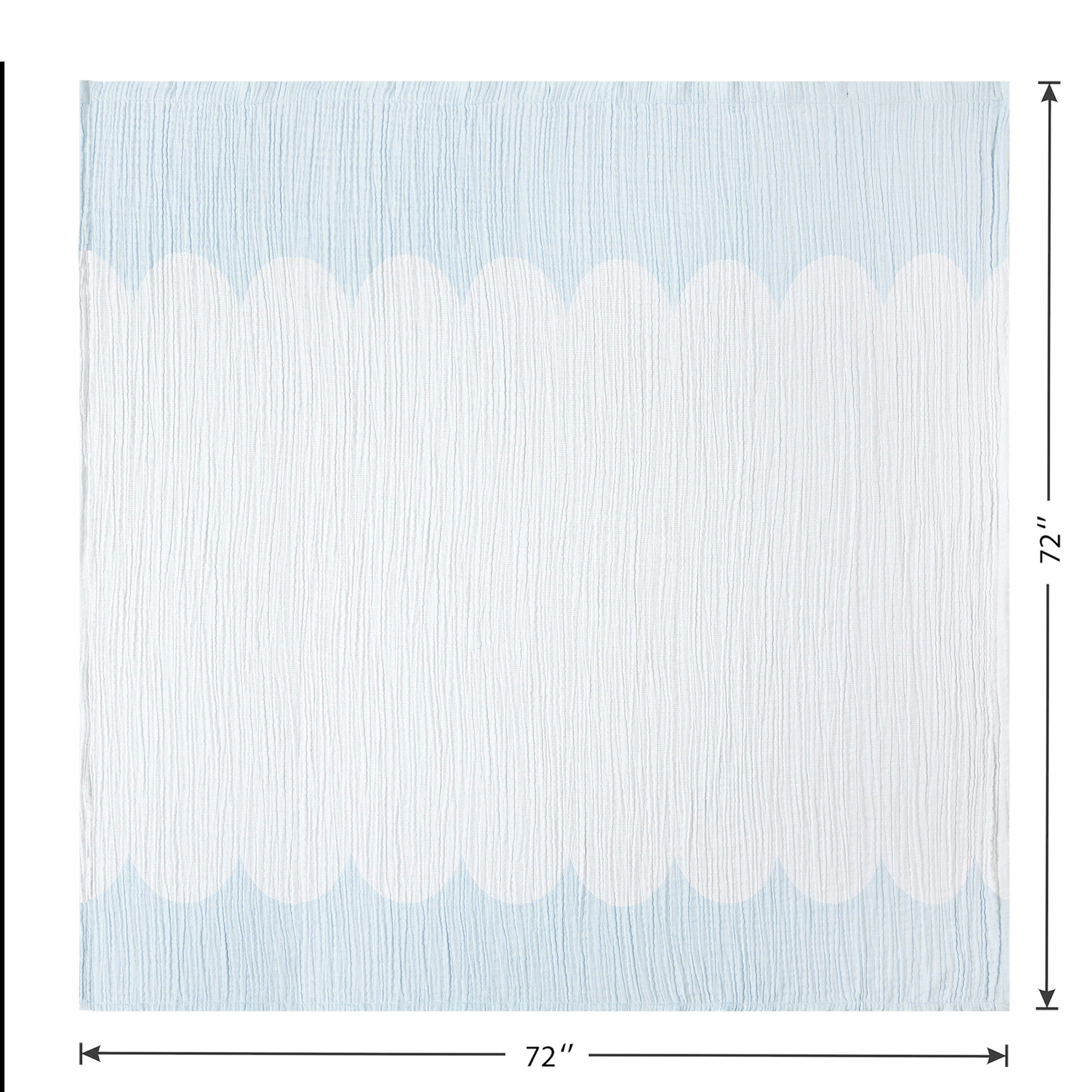 Beautiful Hydrangea Blue Scallop Gauze Shower Curtain by Drew Barrymore, Cotton, 72" x 72"