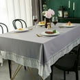 thumbnail image 5 of Solid Color Lace Edge Table Cover French Retro Style Cotton Tablecloth for Kitchen Dining Room Party Holiday Tabletop Decoration Yening, 5 of 5