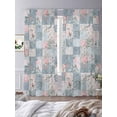 thumbnail image 3 of Blue Pink Botanical Semi Sheer Window Curtains 108 Inches Long, Spring Floral Vintage Rod Pocket Voile Silky Chiffon Curtain Light Filtering Drapes for Living Room, Kitchen, 52"x108", 2 Panels, 3 of 9