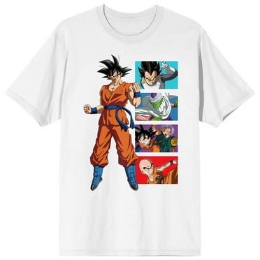 Dragon Ball Super Goku Character Panels Men's White Crew Neck Short Sleeve T-shirt-6XL