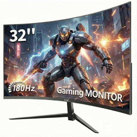 ZZA 32 Inch Curved Gaming Monitor, 180HZ/200Hz FHD 1080P 1500R HDR, 1ms Response Time, AMD FreeSync, HDMI 2.0 & DisplayPort 1.4, VESA Compatible for PC Gamer