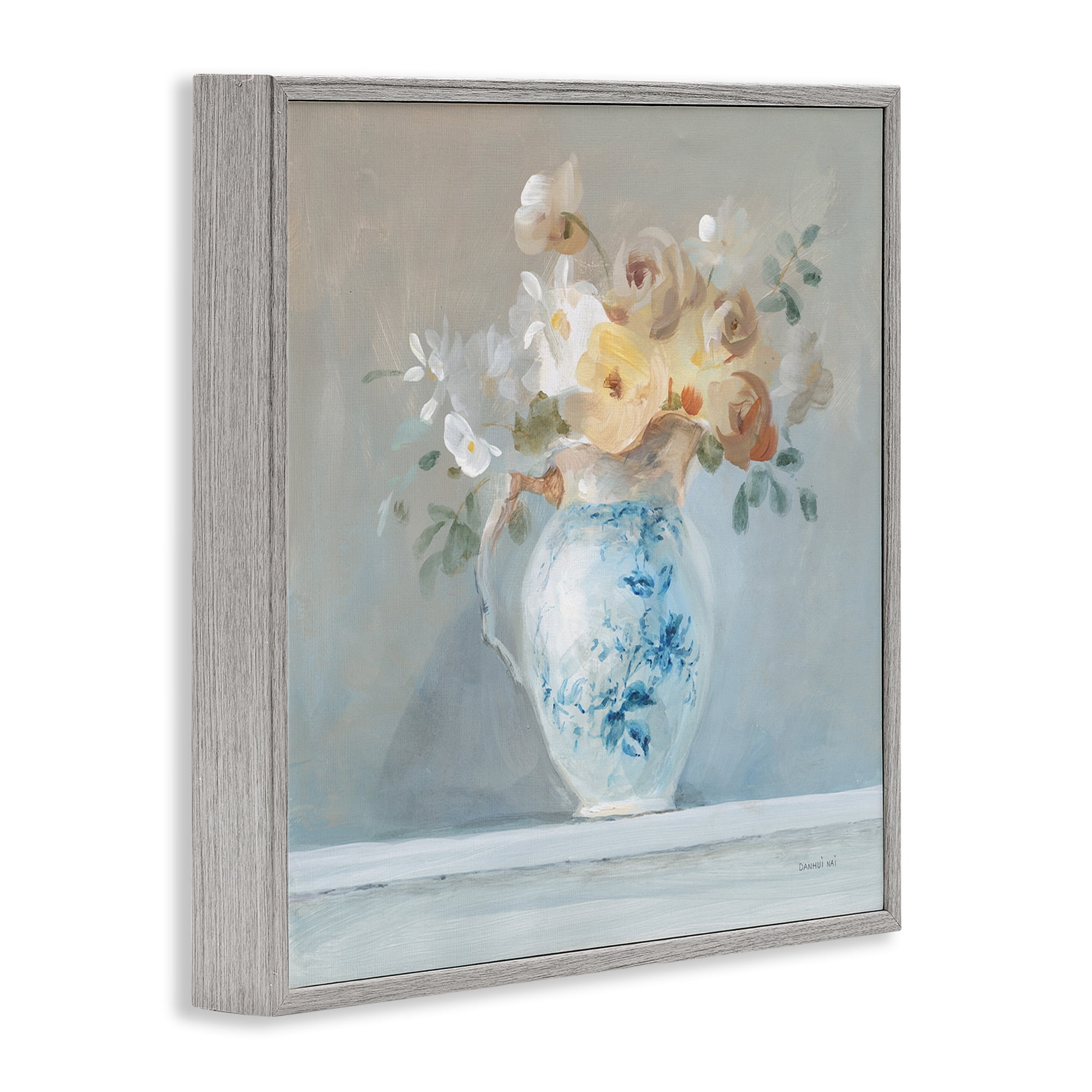 Stupell Industries Heirloom Flower Bouquet Botanical & Floral Painting Gray Framed Art Print Wall Art, 24 x 24