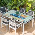 thumbnail image 2 of Black Plaid Easter Table Cloths for 4 Foot Rectangle Tables, Truck Spring Floral Bunny Wooden Patio Waterproof Elastic Fitted Tablecloths, Washable Rectangular Table Cover for Camping, 2 of 8