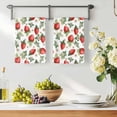thumbnail image 3 of Red Strawberry Kitchen Towels Set of 2, Summer Fruits Farmhouse Leaves Floral Rustic Absorbent Dish Towels for Kitchen, Microfiber Hand Towel, Quick Drying Tea Towel for Cleaning Dishcloths, 3 of 7