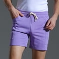 thumbnail image 6 of YLSDY Mens Drawstring Sweat Shorts Cotton Workout Gym Jogger Lounge Shorts with Pockets Summer Fashion Solid Loose Casual Sport Shorts Purple 6, 6 of 7