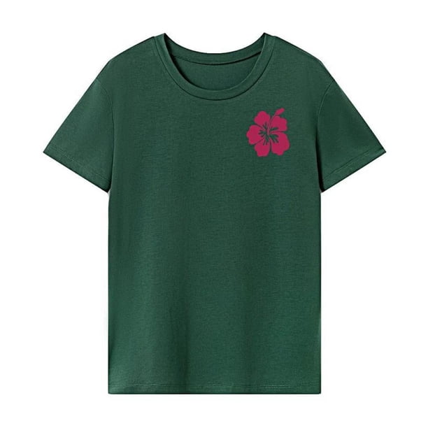 Camiseta para mujer de verano con cuello redondo para trabajo, oficina, camping, viajes XL