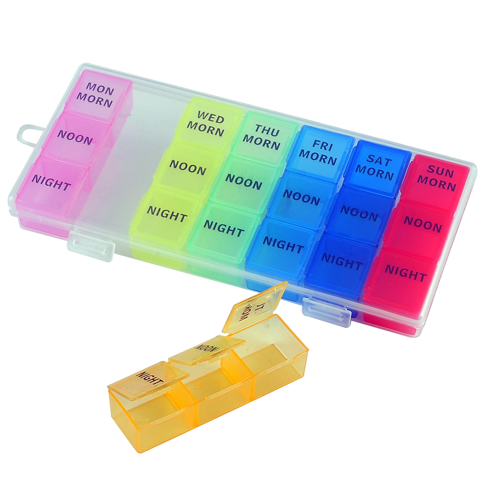 Pill Box 7 Day, Large Pill Cases Organizers ,Weekly Pill Container AM/PM Medicine Organizer，Removable 3 Times a Day Pill Holder