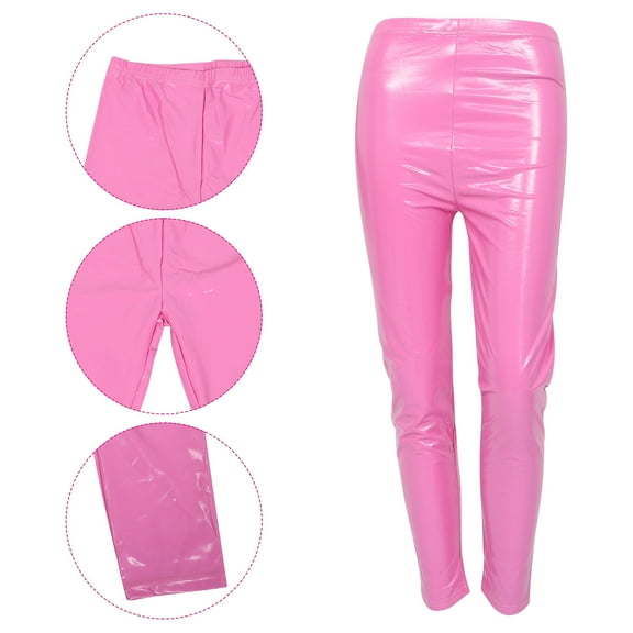 FELTECHELECTR 1Pack Pink Leather Leggings High Waist And Stretchy For Women Xl Size